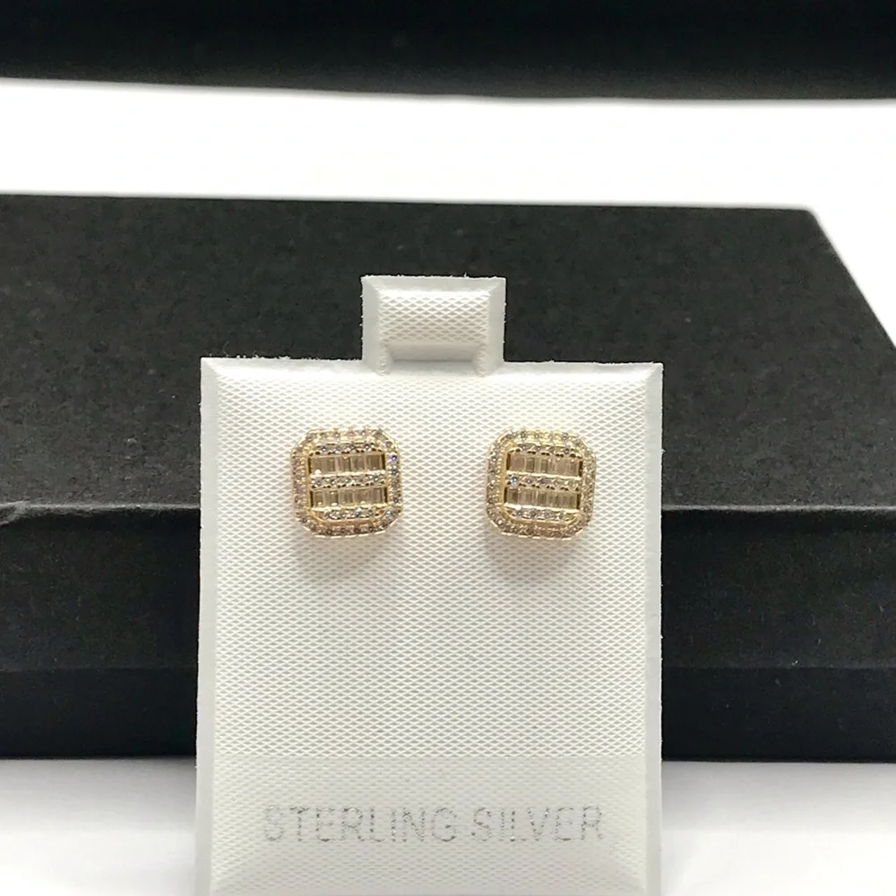 925 Sterling Silver  0.40CTW MOISSANITE Pave Square Stud Earrings